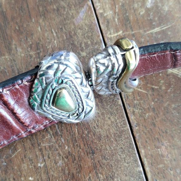 Brighton Pivoting Reversible Belt Crocodile Embossed Black Brown USA - Picture 8 of 12